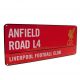 Liverpool fém utcatábla Anfield Road RED